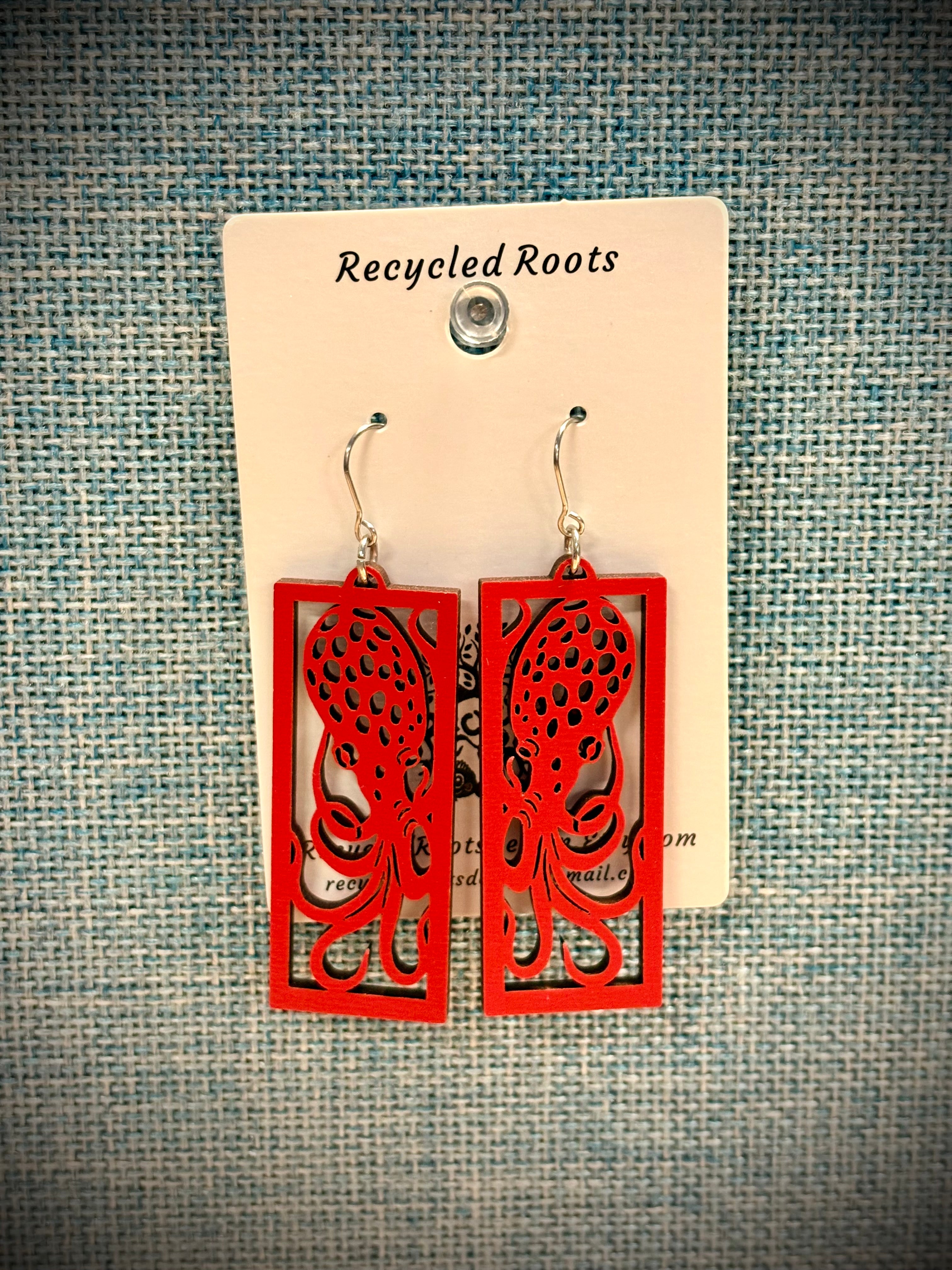 Recycled Roots Octopus Earrings