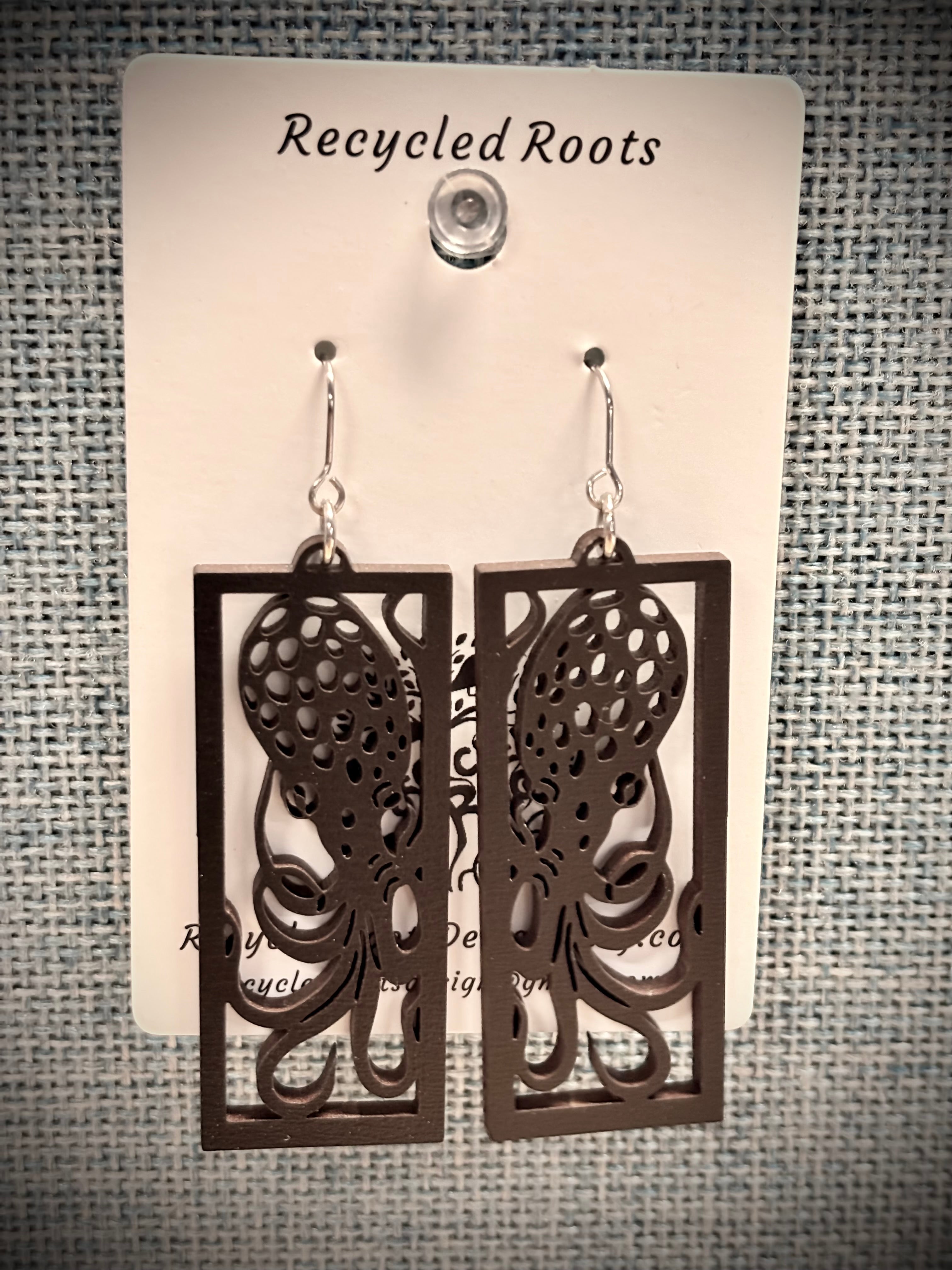Recycled Roots Octopus Earrings